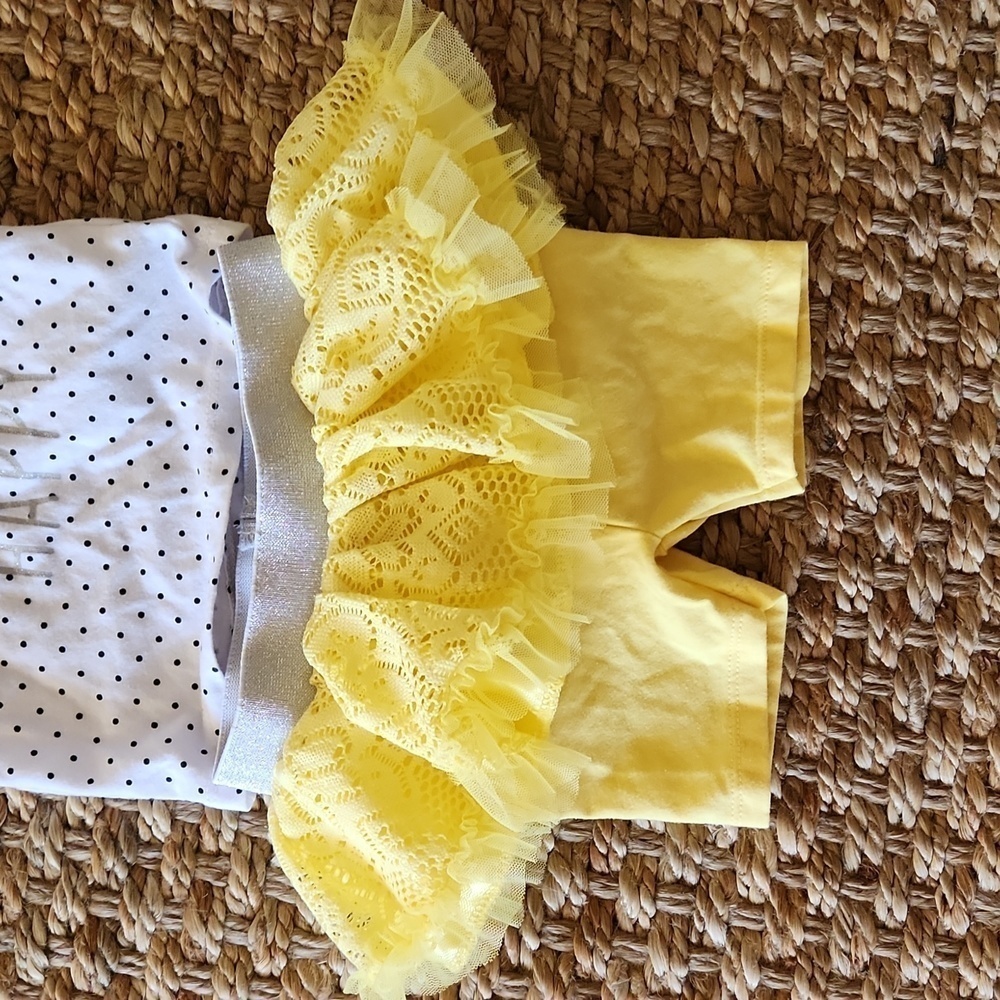 DDG Darlings BE Happy 2 Piece Yellow & White Outfit. Sz 3-6 mo - Picture 2 of 6